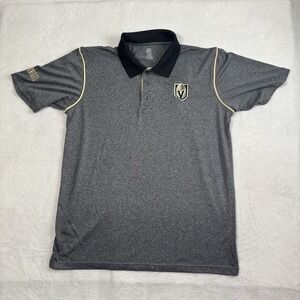 NHL Vegas Golden Knights VGK Grey Short Sleeve Collared Polo Shirt Men's Large